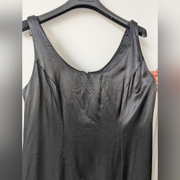 Vintage 90s Y2K Black Satin Slip Dress Medium Made In Canada - Picture 3 of 8